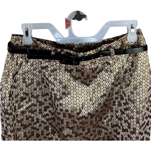 Worthington Gold Metallic Sequin Pencil Skirt with Belt Women’s Size 8 - Picture 6 of 10